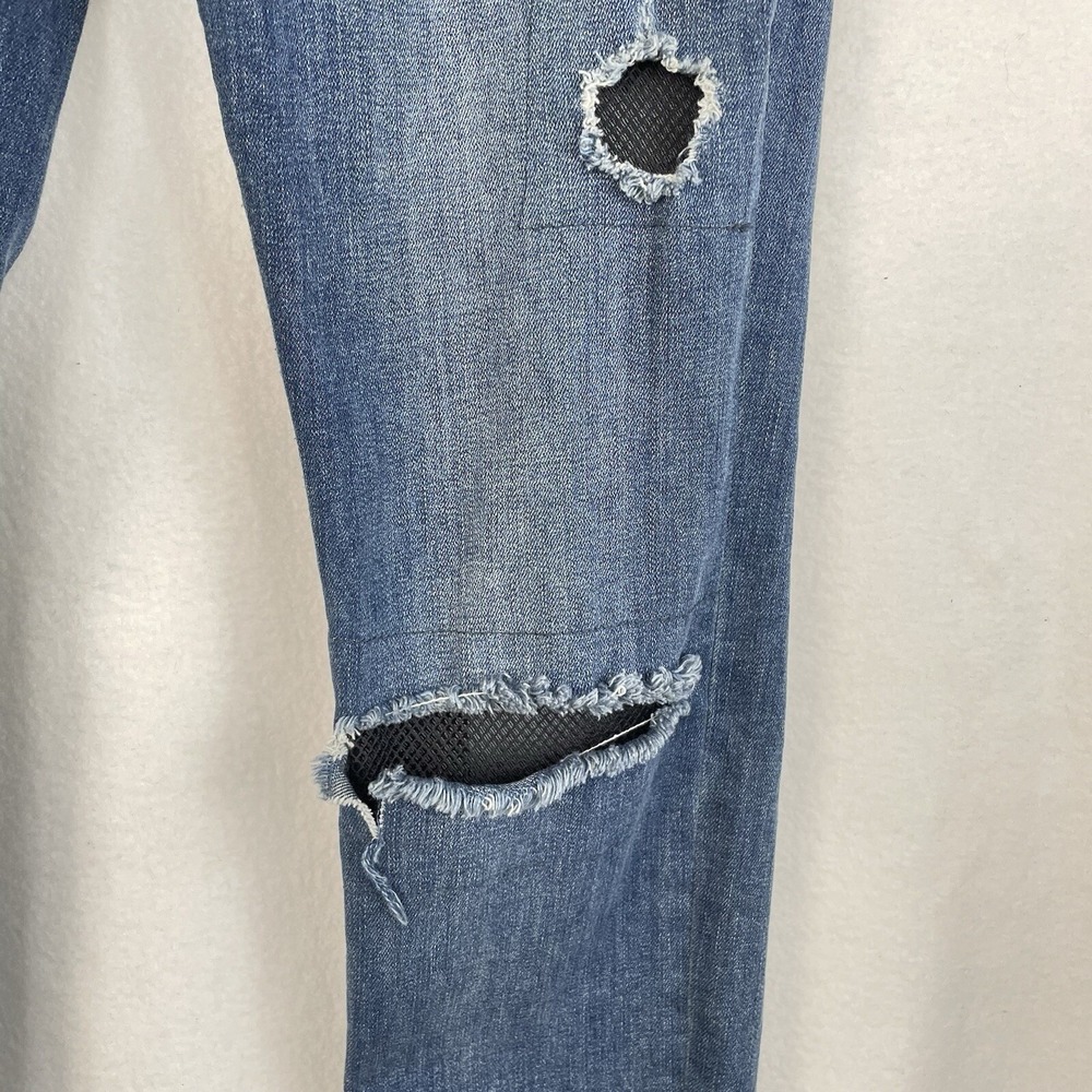 Free People Skinny Jeans Women 28 Blue Distressed Ripped Mesh Underlay Butto Fly - Picture 10 of 11